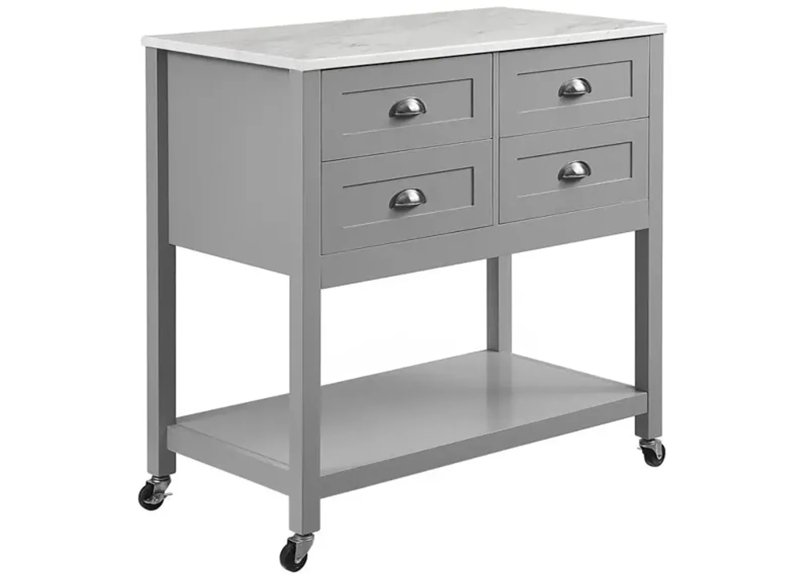 Connell Kitchen Island/Cart Gray/White Marble