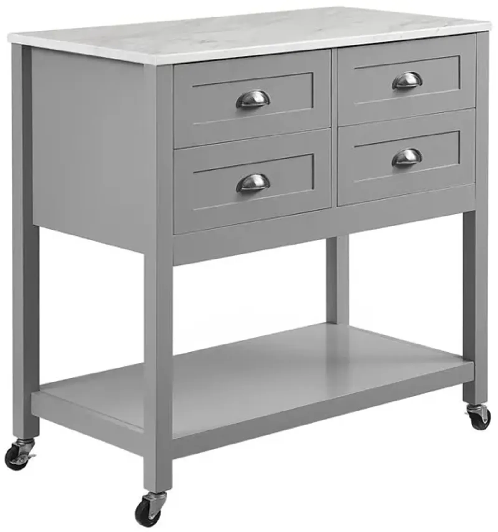 Connell Kitchen Island/Cart Gray/White Marble