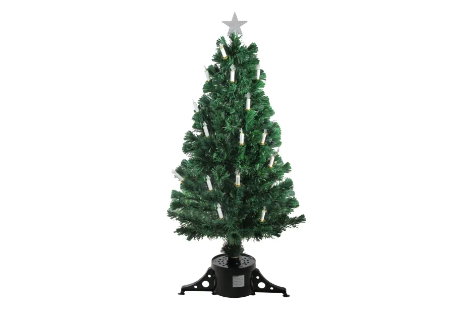 4' Pre-Lit Fiber Optic Artificial Christmas Tree with Candles - Multi Lights