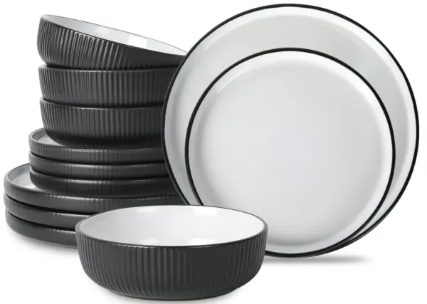 Christian Siriano Laro Stoneware 12 Piece Dinnerware Set