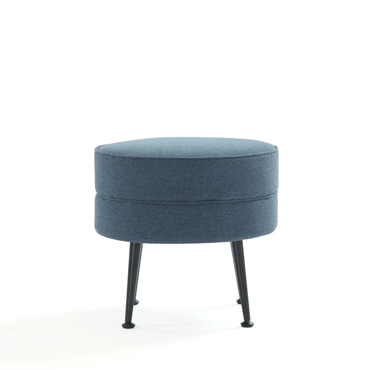 Bailey Blue and Black Ottoman