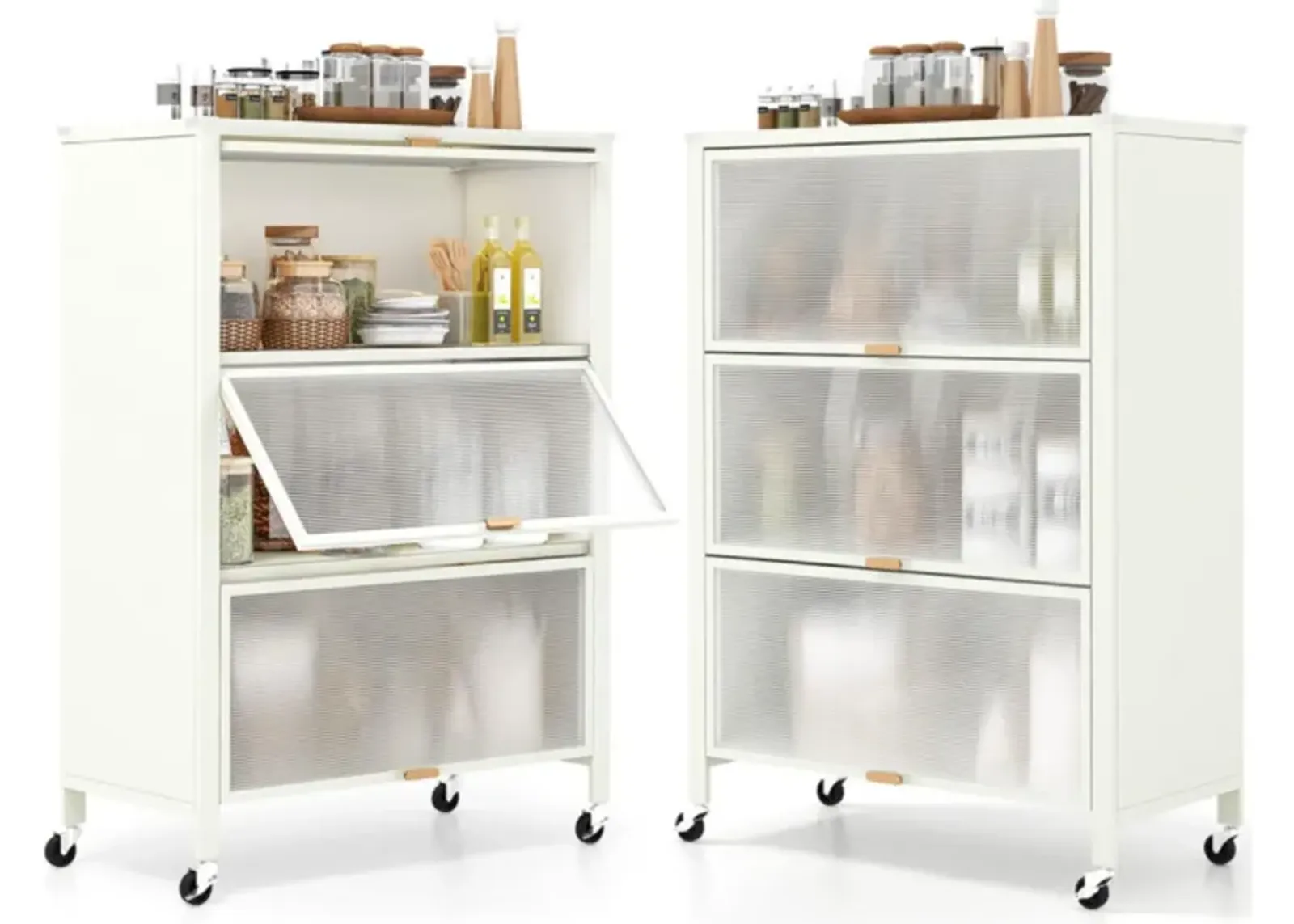 Hivvago 4-Tier Kitchen Bakers Rack with Flip Doors-White