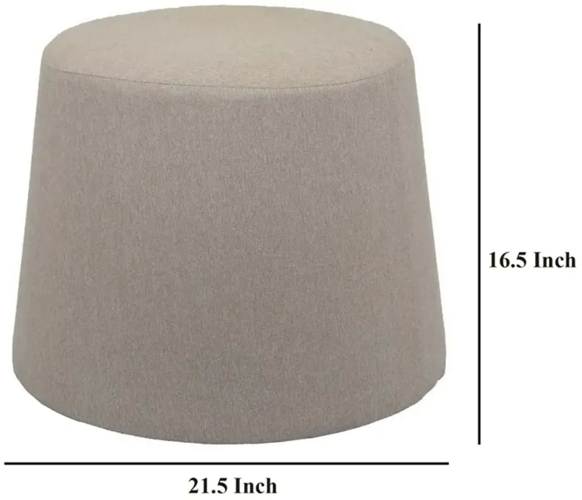 Santo Ottoman, Light Gray Linen, Modern Gumdrop Silhouette 22 Inch - Benzara