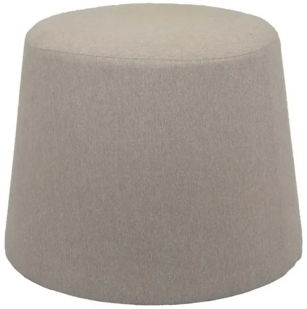 Santo Ottoman, Light Gray Linen, Modern Gumdrop Silhouette 22 Inch - Benzara