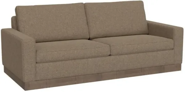 Jeni Sofa, 2 Throw Pillows, Modern 90 Inch Camel Brown Polyester Seat - Benzara