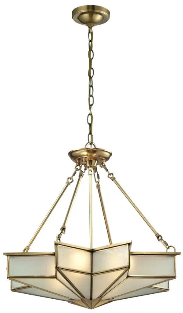 Decostar 25'' Wide 4-Light Brass Chandelier