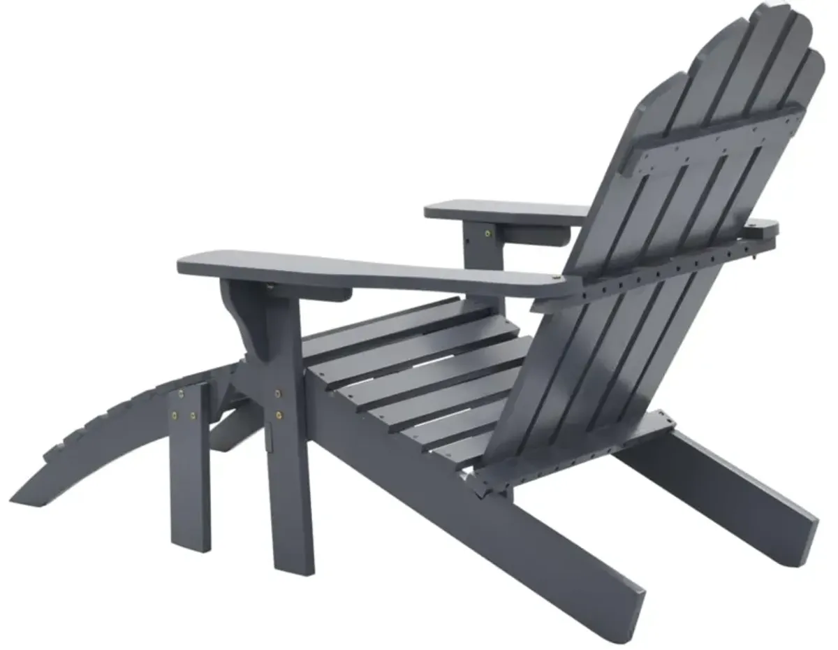 vidaXL Garden Chair with Ottoman Wood Gray