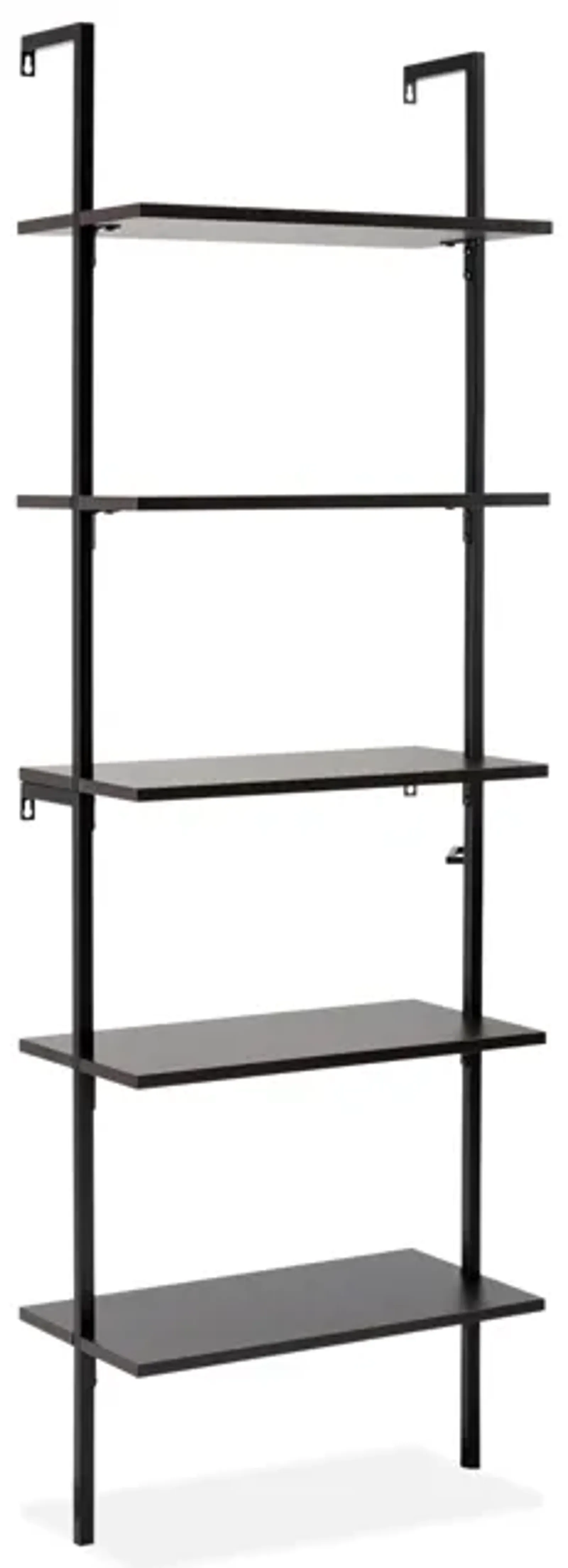 Madera  Industrial 5-Shelf Wood Wall-Mounted Open Ladder Bookcase