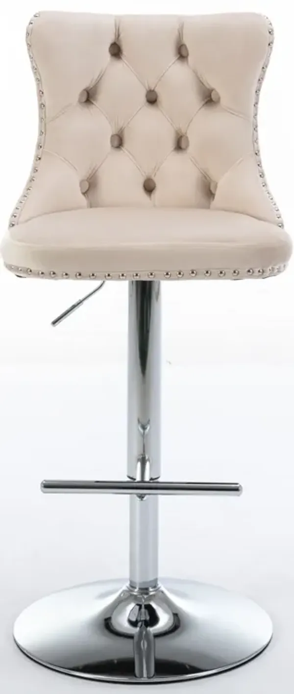 Streamdale Adjustable Swivel Velvet Barstools, Set of 2