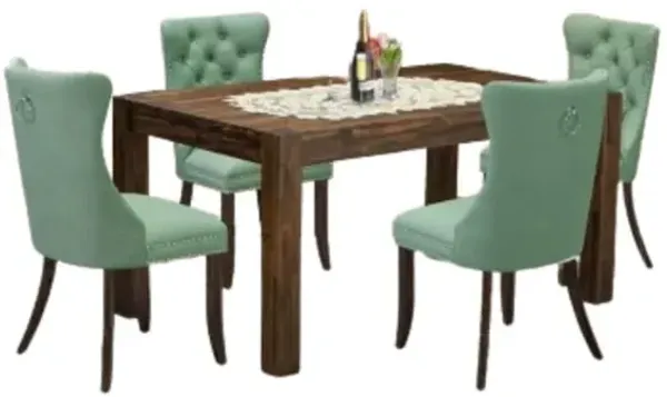 5 Piece Kitchen Set Consists of a Rectangle Rustic Wood Dining Table