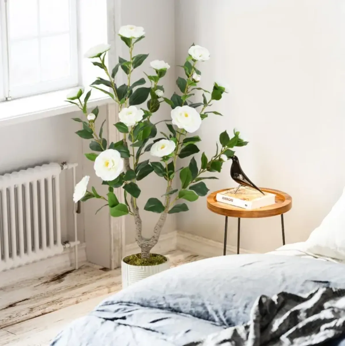 Hivvago Artificial Camellia Tree with Blooming Flower 2 Pack