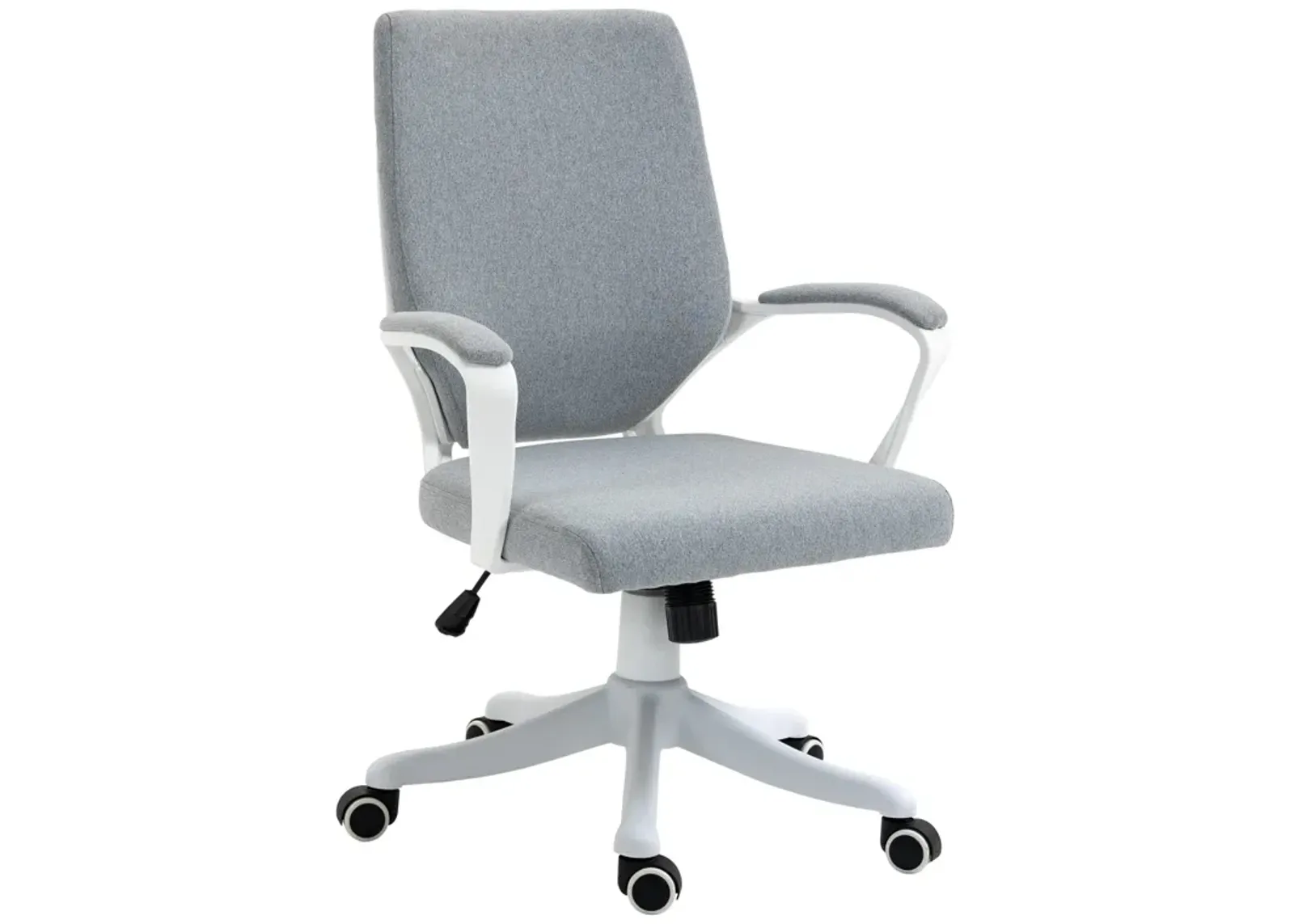 Grey Office Comfort: Mid Back Ergonomic Chair with Padded Armrests