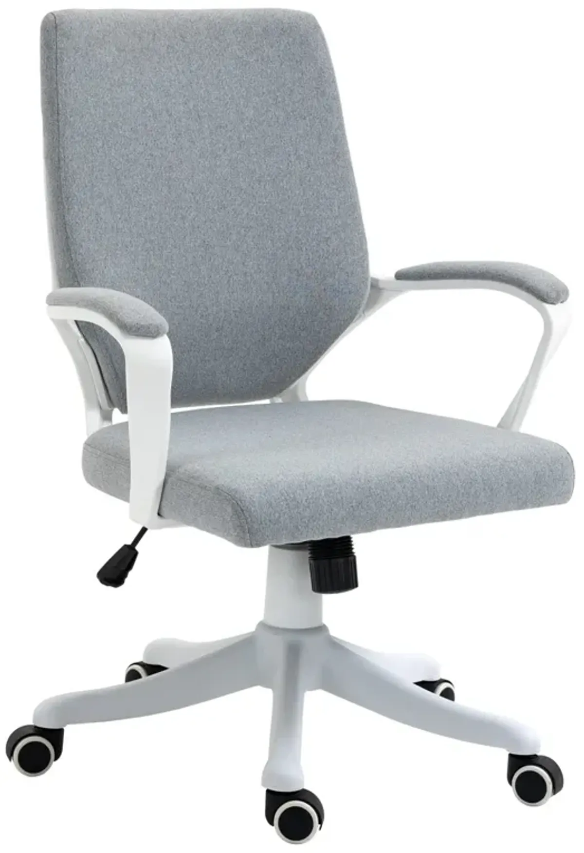 Grey Office Comfort: Mid Back Ergonomic Chair with Padded Armrests