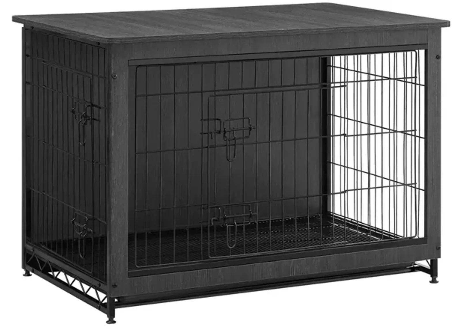 Wooden Dog Crate End Table - Indoor Pet Crate with Removable Tray