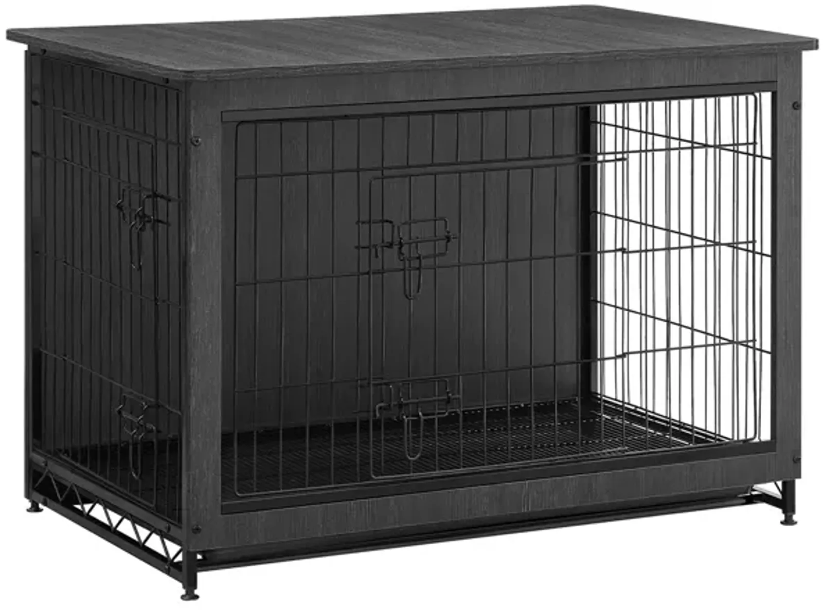 Wooden Dog Crate End Table - Indoor Pet Crate with Removable Tray