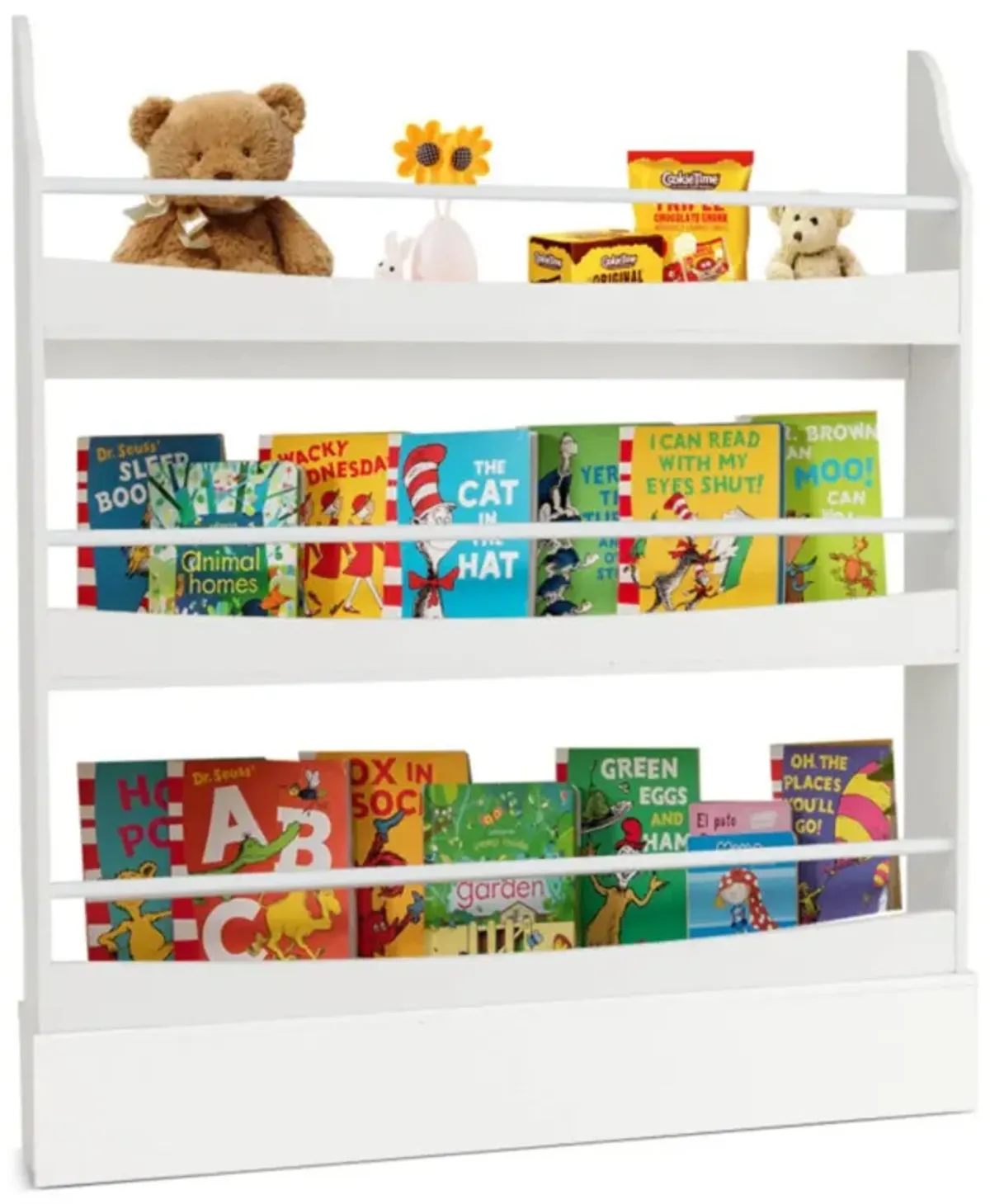 Hivvago 3-Tier Bookshelf with 2 Anti-Tipping Kits for Books and Magazines