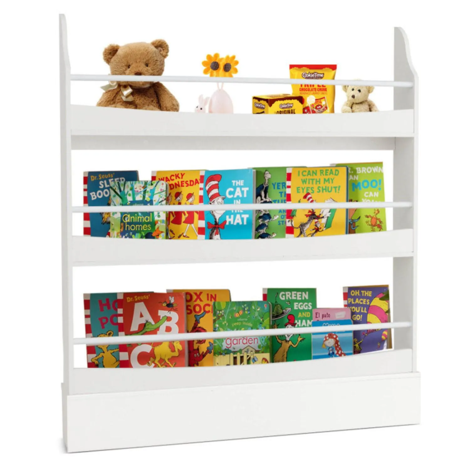 Hivvago 3-Tier Bookshelf with 2 Anti-Tipping Kits for Books and Magazines