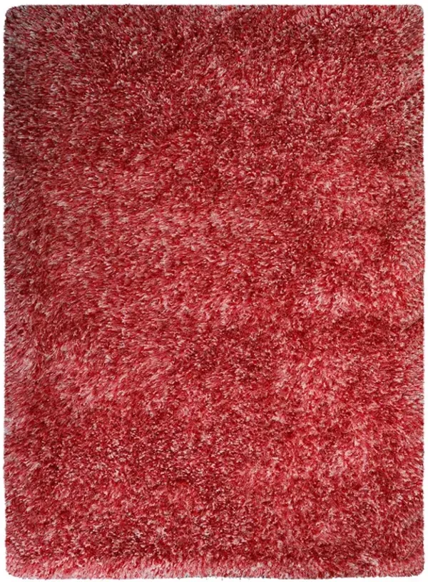 RUGSOTIC CARPETS HAND TUFTED SHAG POLYESTER ECO-FRIENDLY AREA RUGS  - 8'x10', Rectangle, Red White, Solid Plain Design, High Pile Thick Handmade Anti Skid Rugs for Living Room, Bed Room K00111