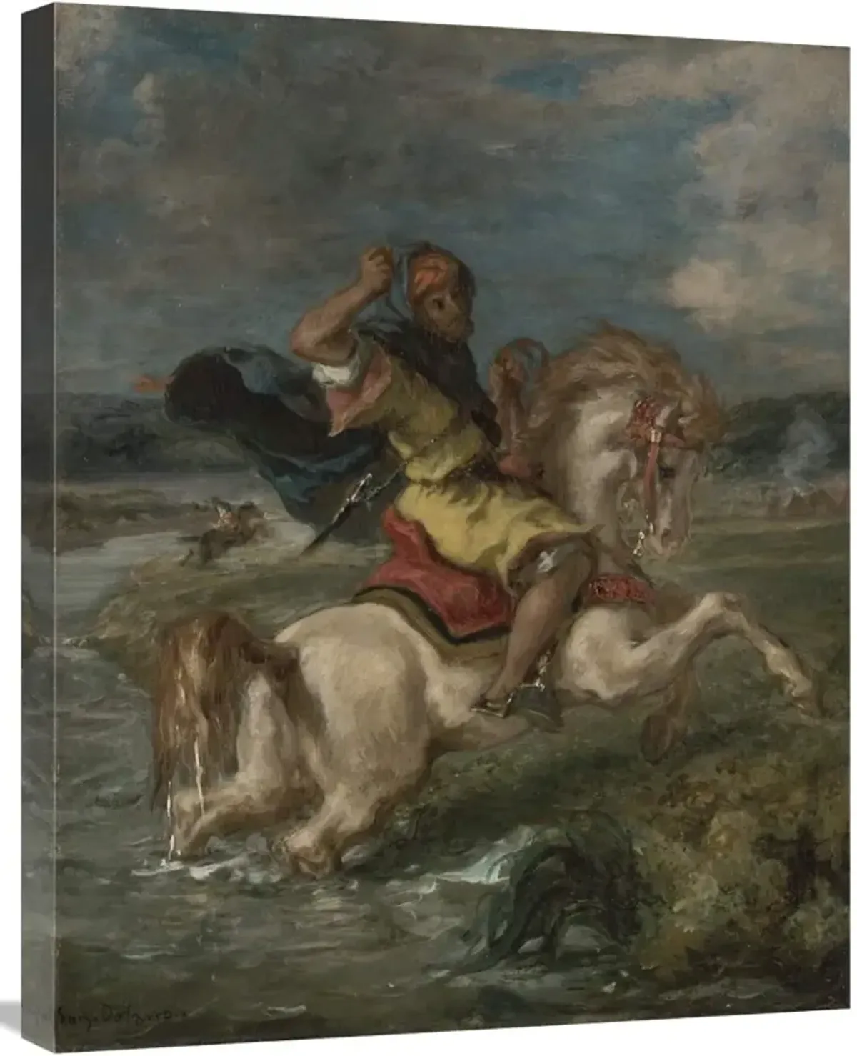 Moroccan Horseman Crossing a Ford-Canvas Art-22x28