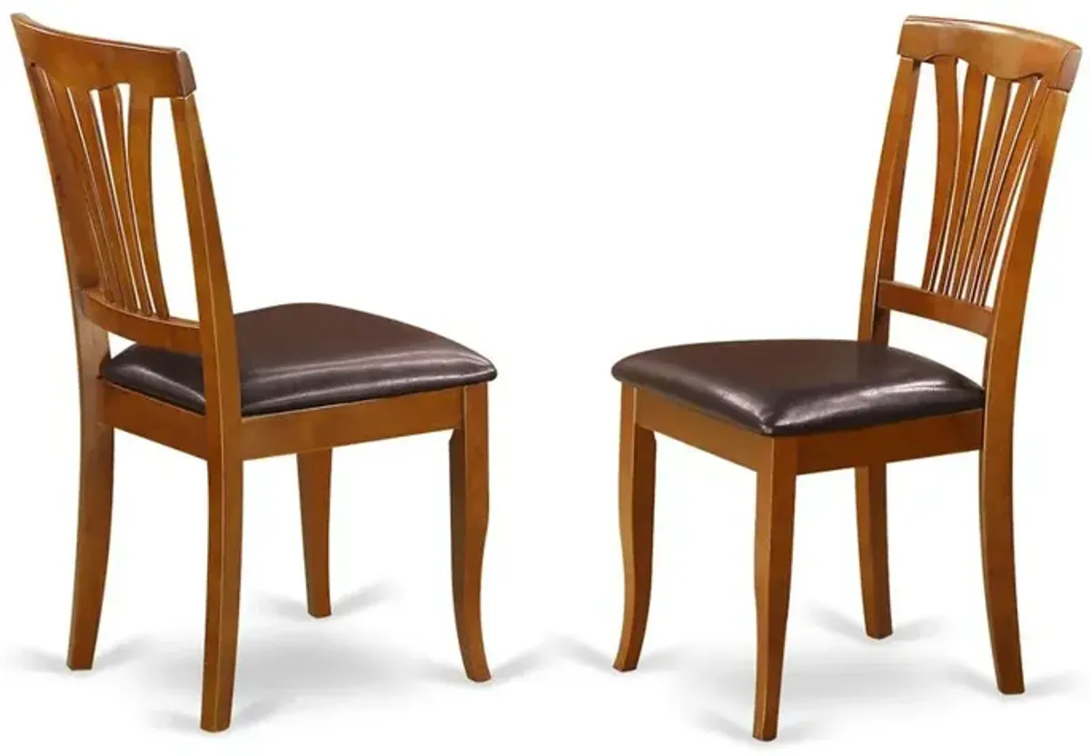 Avon  kitchen  dining  Chair  with  Faux  Leather  Seat  -  Saddle  Brow  Finish,  Set  of  2