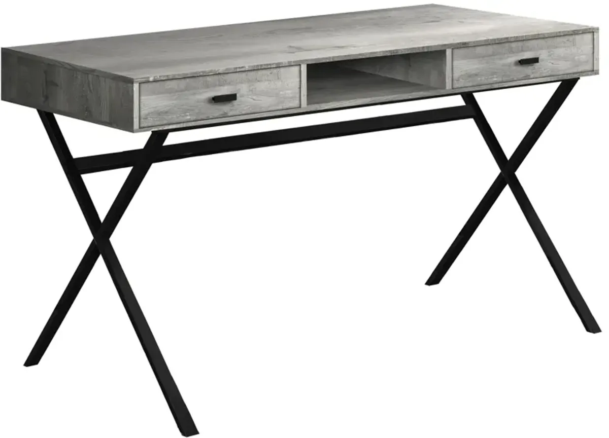 Monarch Specialties I 7448 Computer Desk, Home Office, Laptop, Storage Drawers, 48"L, Work, Metal, Laminate, Grey, Black, Contemporary, Modern