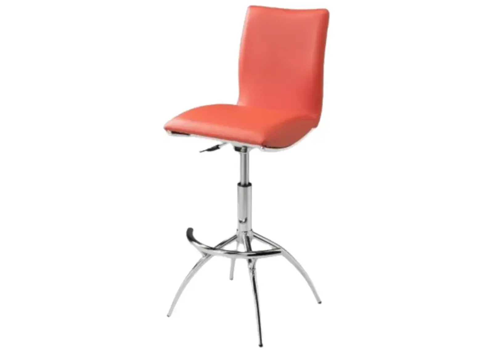 Orange Pu Seat, Chrome Base Stool, Set Of 2