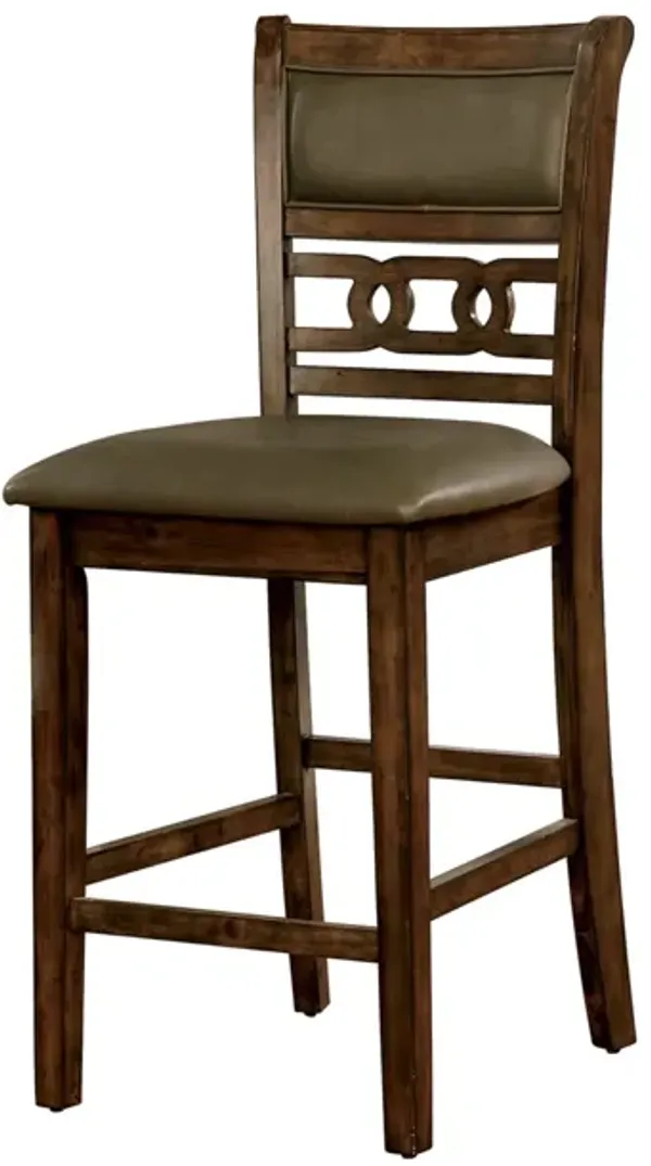 Leatherette Upholstered Solid Wood Counter Height Side Chair, Brown, Pack of Two