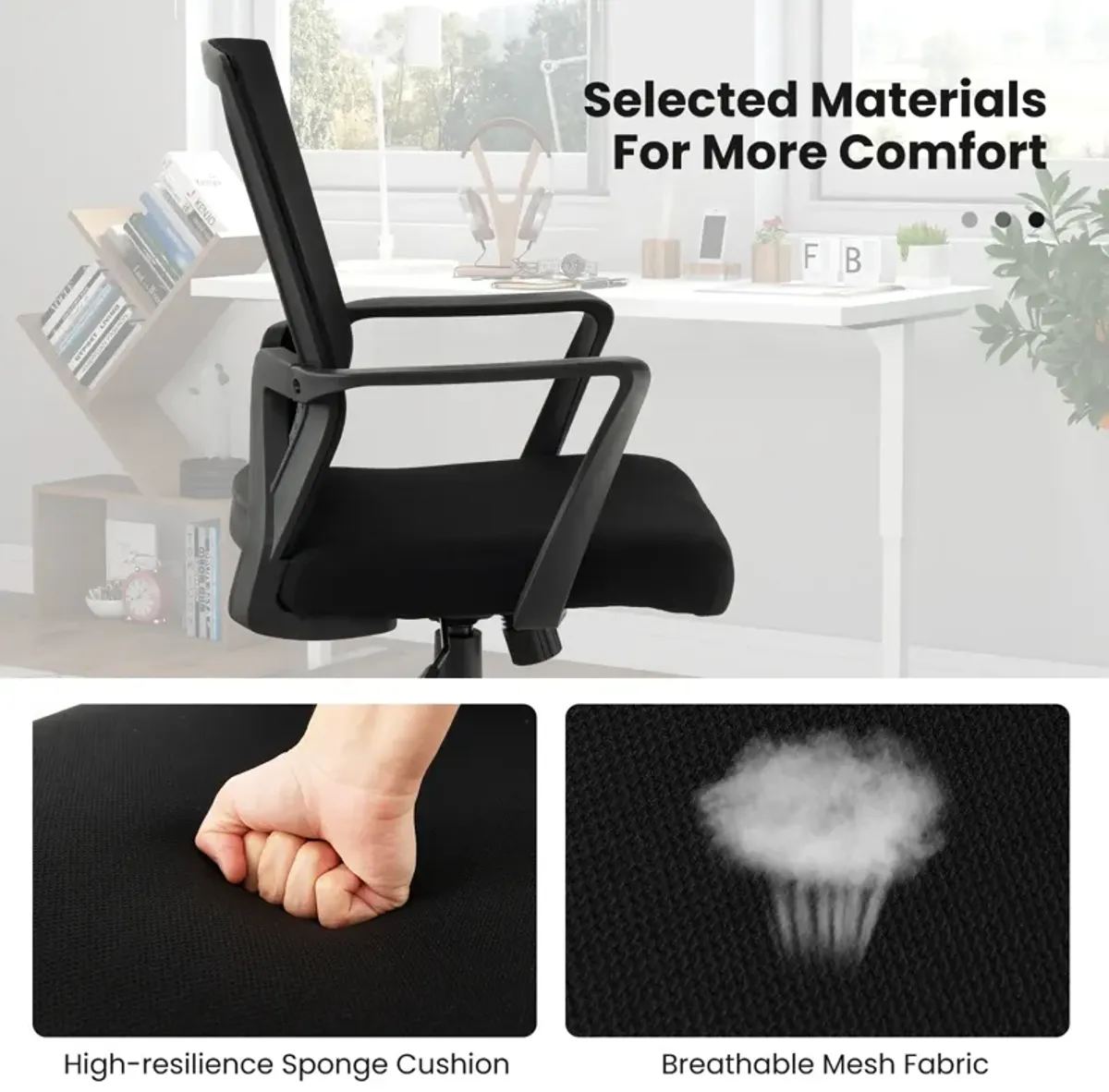 Ergonomic Desk Chair with Lumbar Support and Rocking Function