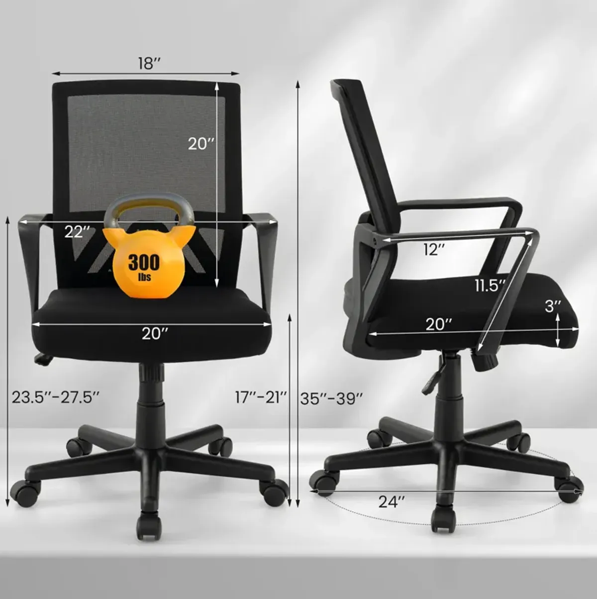 Ergonomic Desk Chair with Lumbar Support and Rocking Function