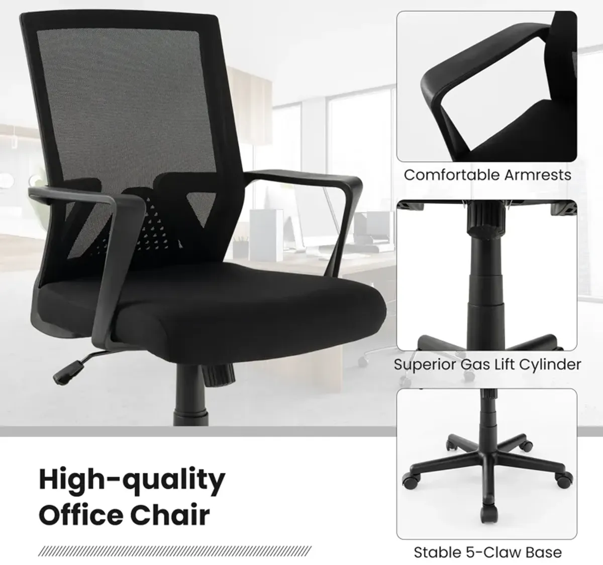 Ergonomic Desk Chair with Lumbar Support and Rocking Function