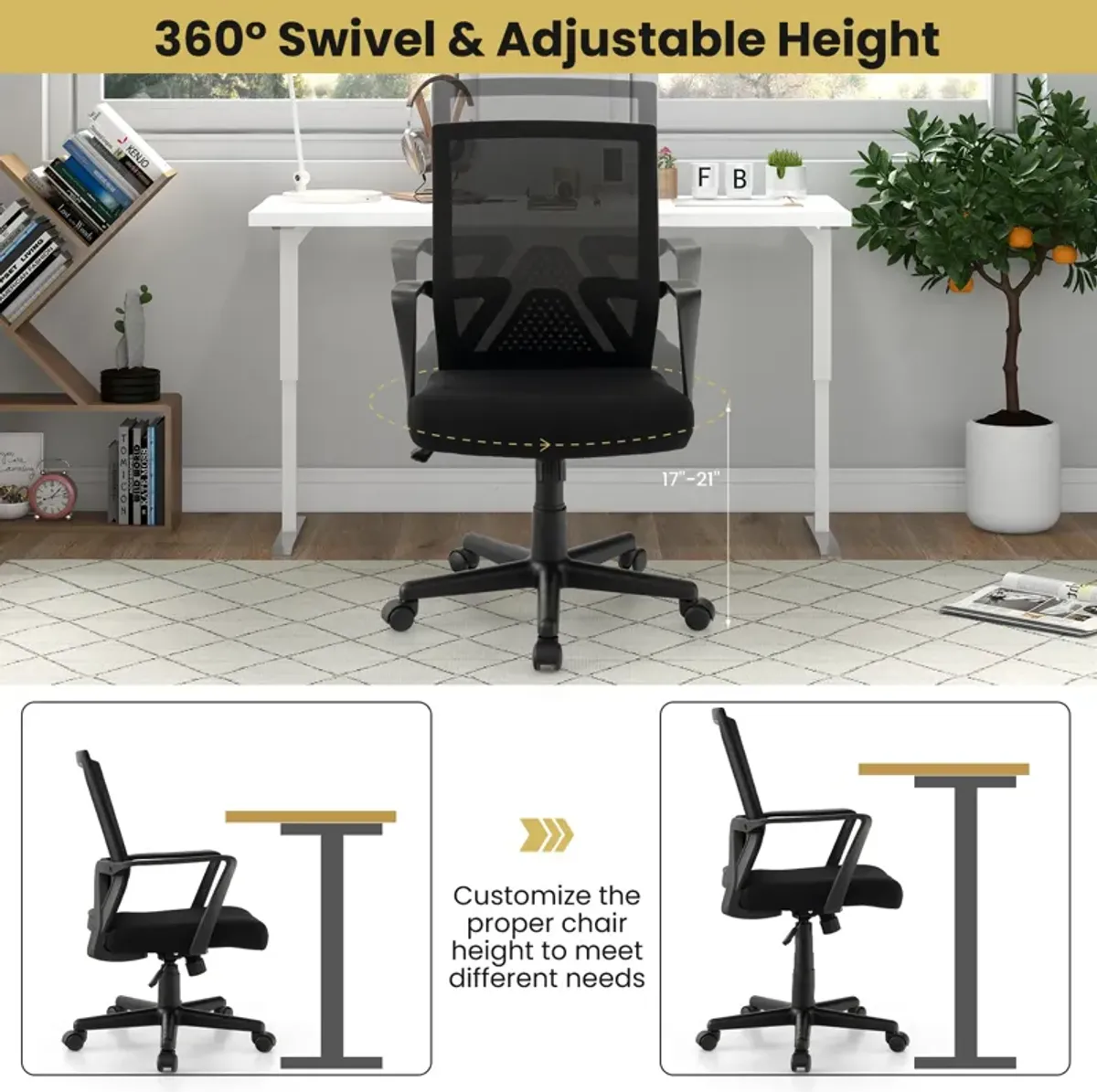 Ergonomic Desk Chair with Lumbar Support and Rocking Function