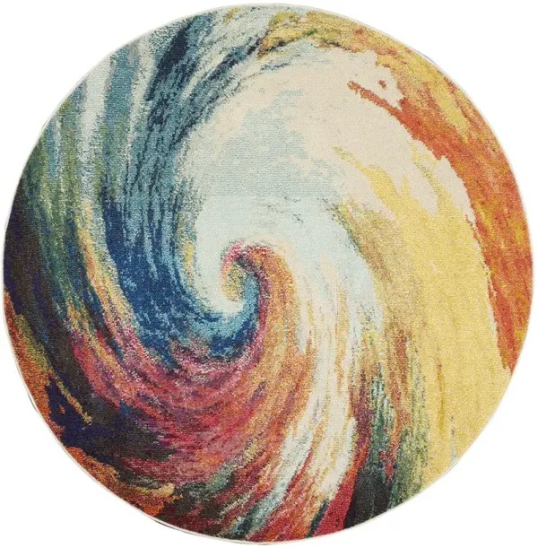 Celestial CES07 Wave 5'3" x Round Rug