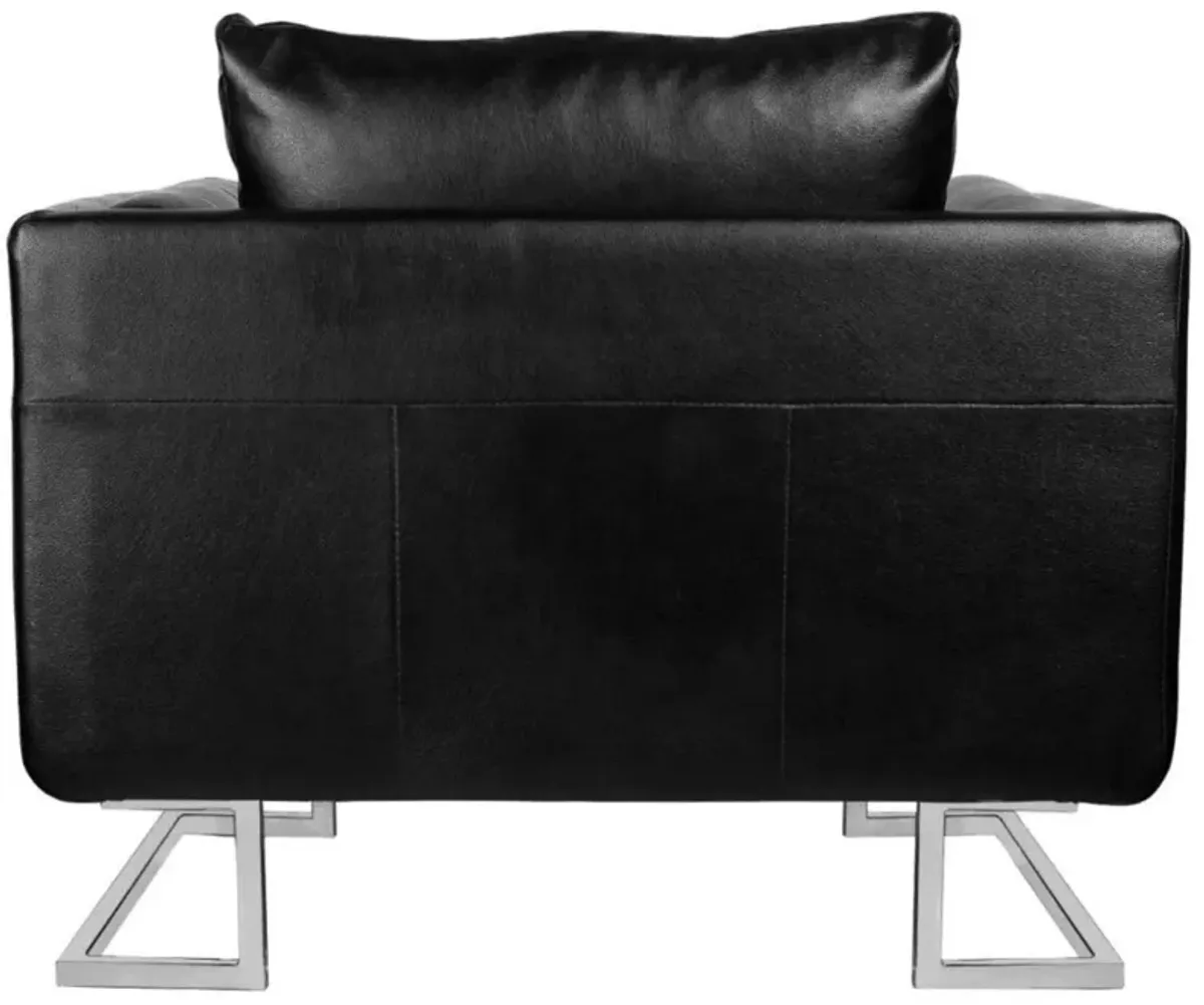 vidaXL Cube Armchair with Chrome Feet Black Leather