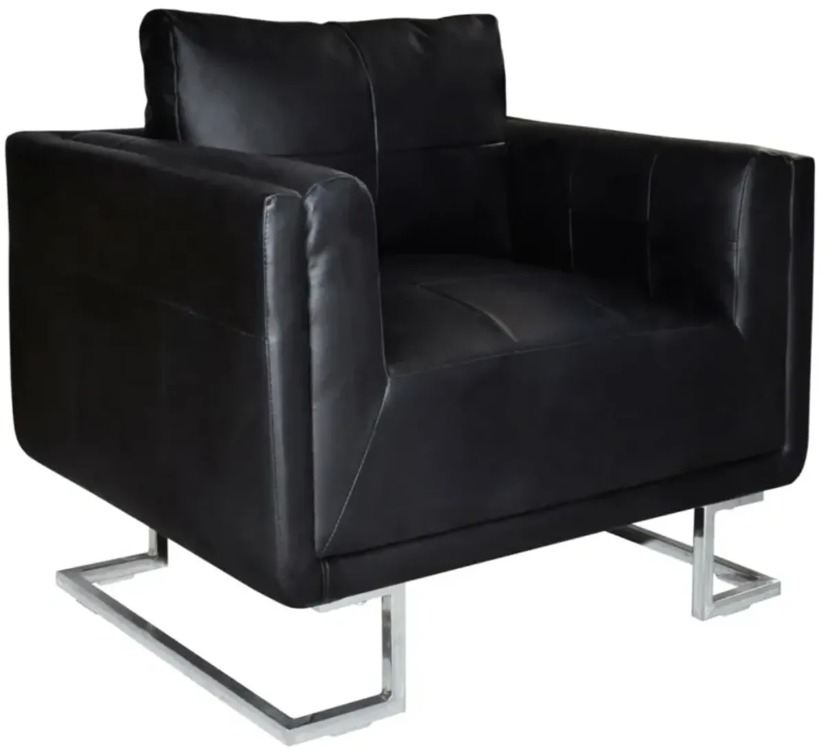 vidaXL Cube Armchair with Chrome Feet Black Leather