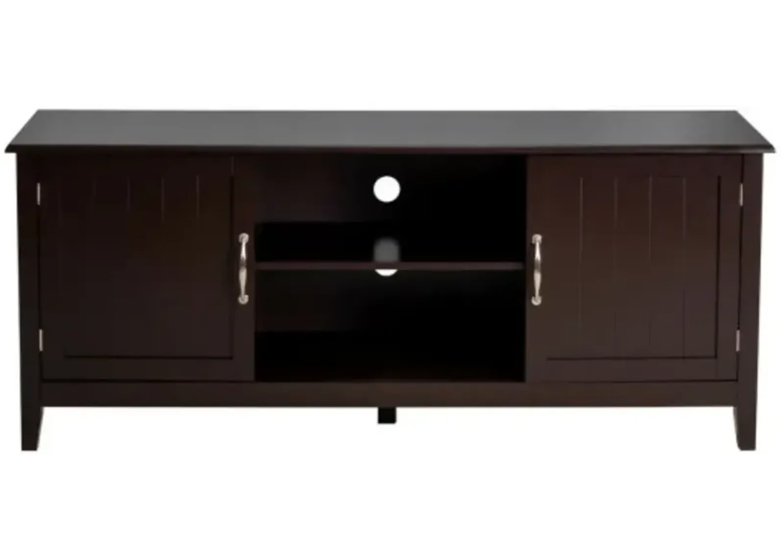 Entertainment Wood TV Stand for Up to 65 Inches Flat Screen with Storage Cabinets-Brown