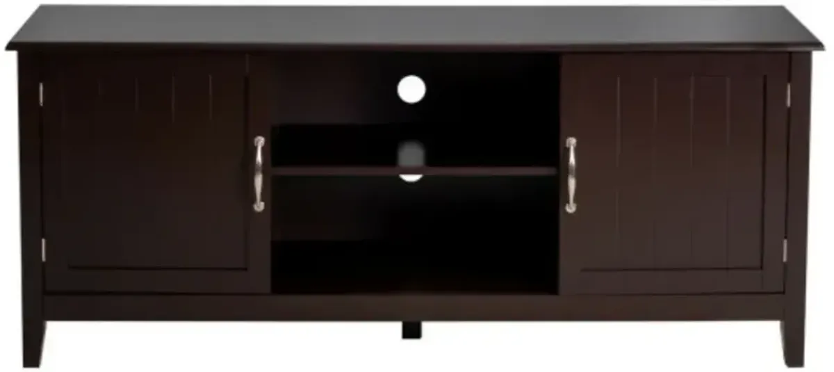 Entertainment Wood TV Stand for Up to 65 Inches Flat Screen with Storage Cabinets-Brown