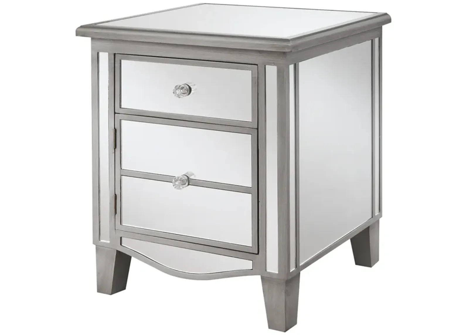 Convenience Concepts Gold Coast Park Lane Mirrored End Table, Antique Silver / Mirror