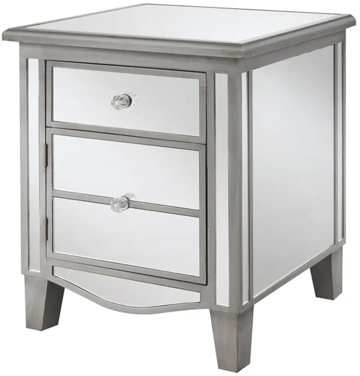 Convenience Concepts Gold Coast Park Lane Mirrored End Table, Antique Silver / Mirror