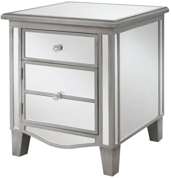 Convenience Concepts Gold Coast Park Lane Mirrored End Table, Antique Silver / Mirror