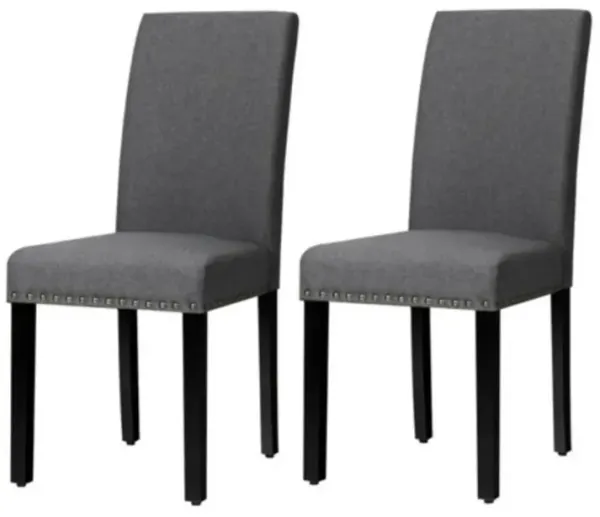 Set of 2 Linen Upholstered Dining Chairs with Nailhead Trim and 330 lbs Capacity