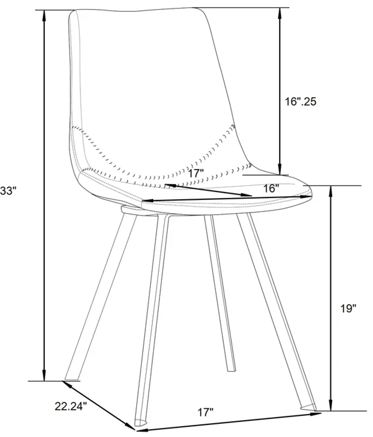 LeisureMod Markley Leather Dining Chair With Metal Legs in Light Brown Set of 4