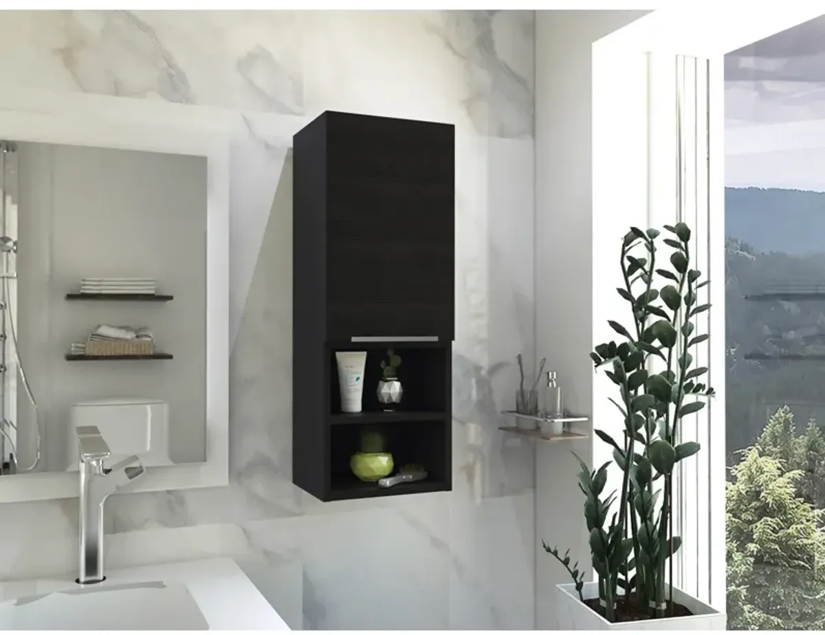 Mila Bathroom Cabinet, Two Interior Shelves, Two External Shelves, Single Door Cabinet - Black