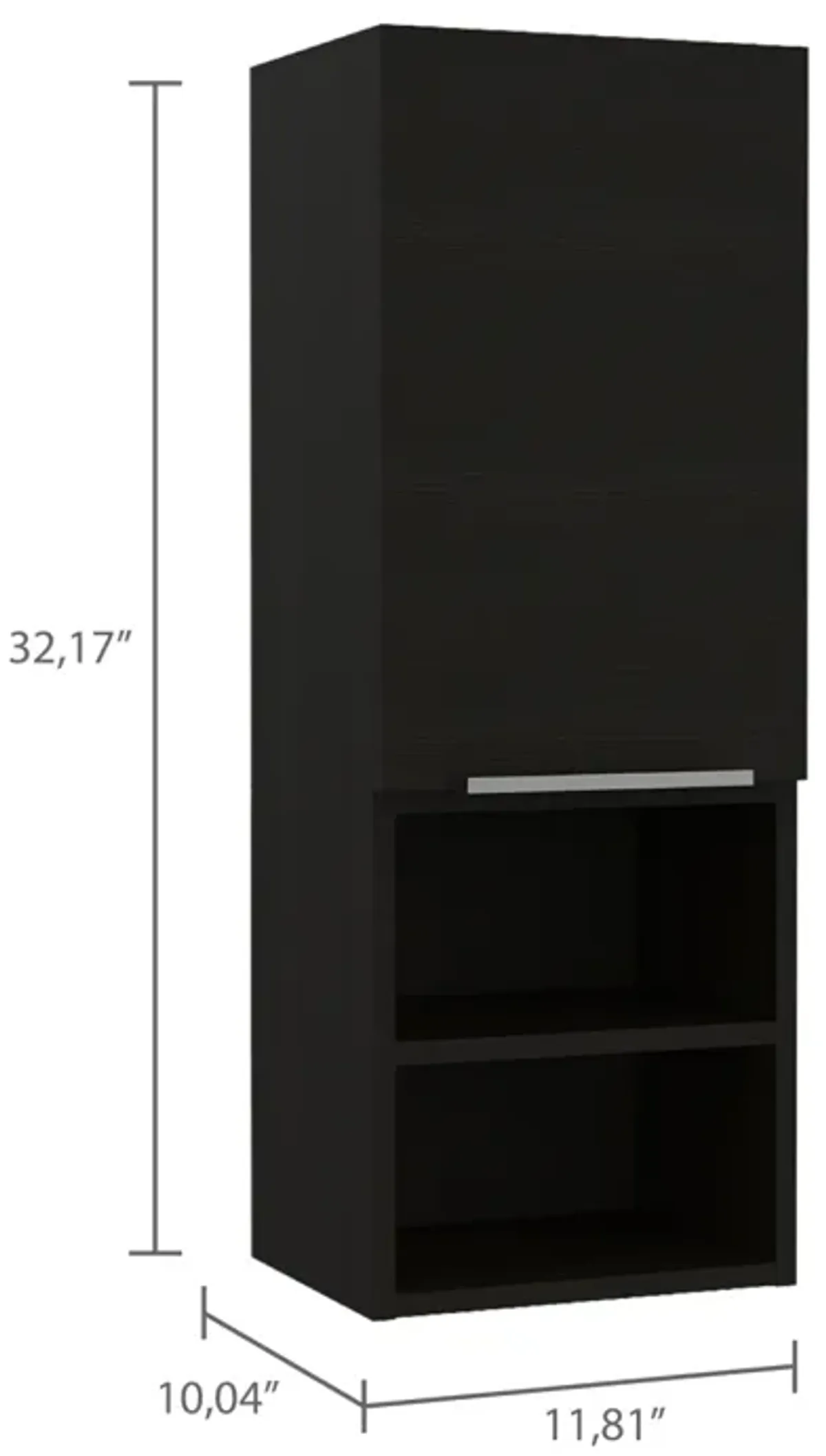 Mila Bathroom Cabinet, Two Interior Shelves, Two External Shelves, Single Door Cabinet - Black