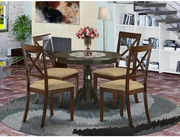 5 Pc small Kitchen Table and Chairs set-round Table and 4 Chairs for Dining room