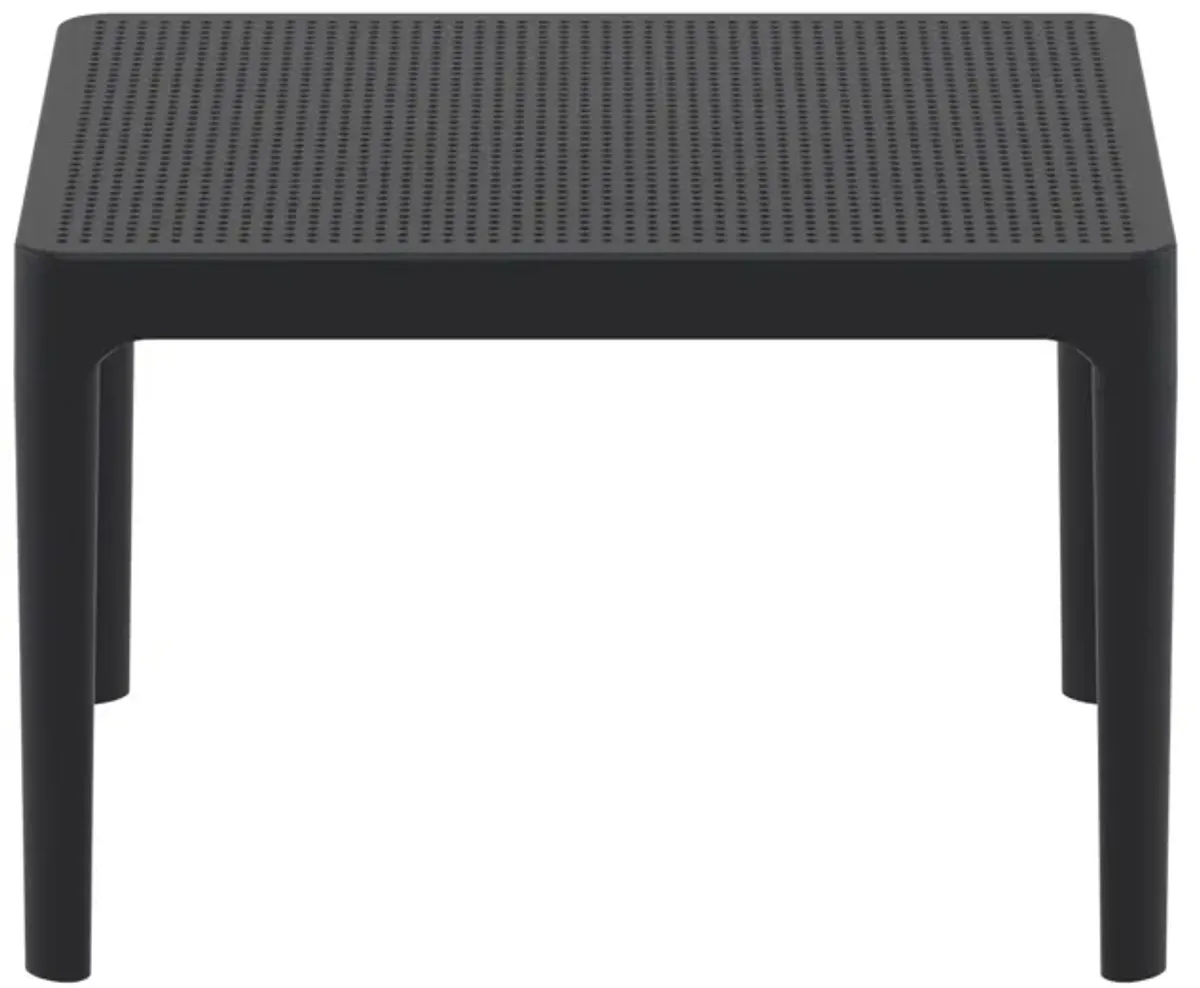 23.5" Black Rectangular Outdoor Patio Side Table