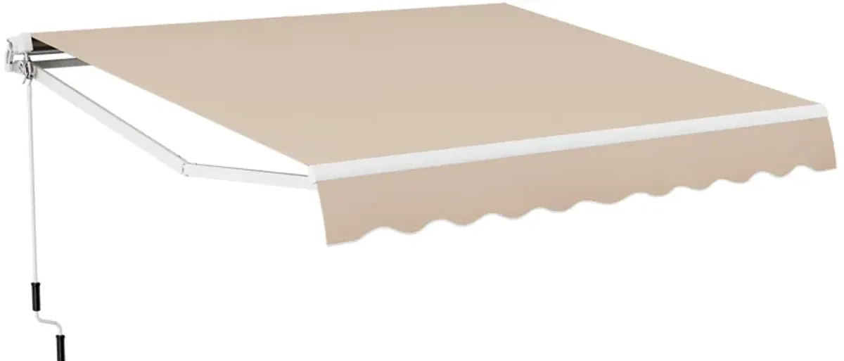 Outdoor Manual Retractable Awning Cover Shelter Patio Sun Shade-Beige