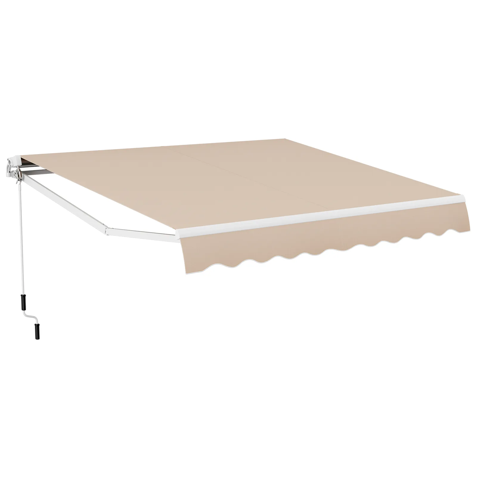 Outdoor Manual Retractable Awning Cover Shelter Patio Sun Shade-Beige