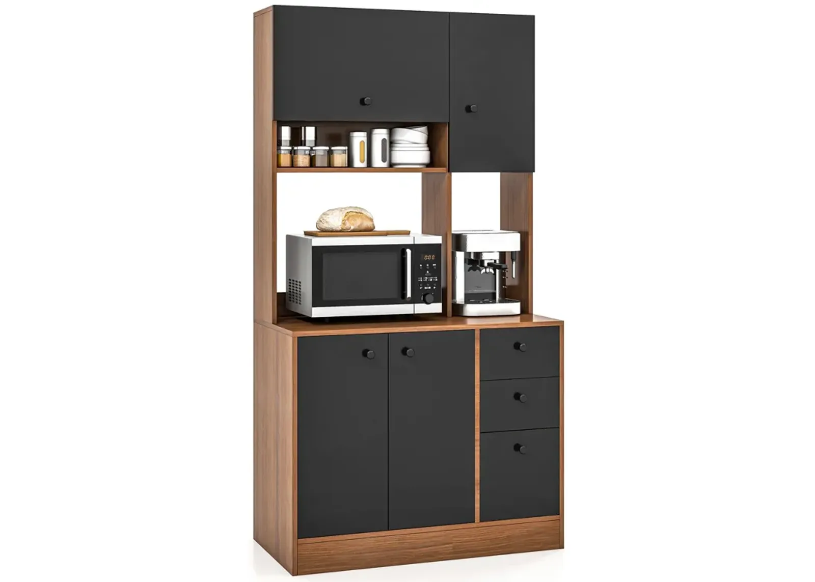 71-Inch Kitchen Pantry Cabinet with 3 Storage Shelves and 3 Spacious Drawers