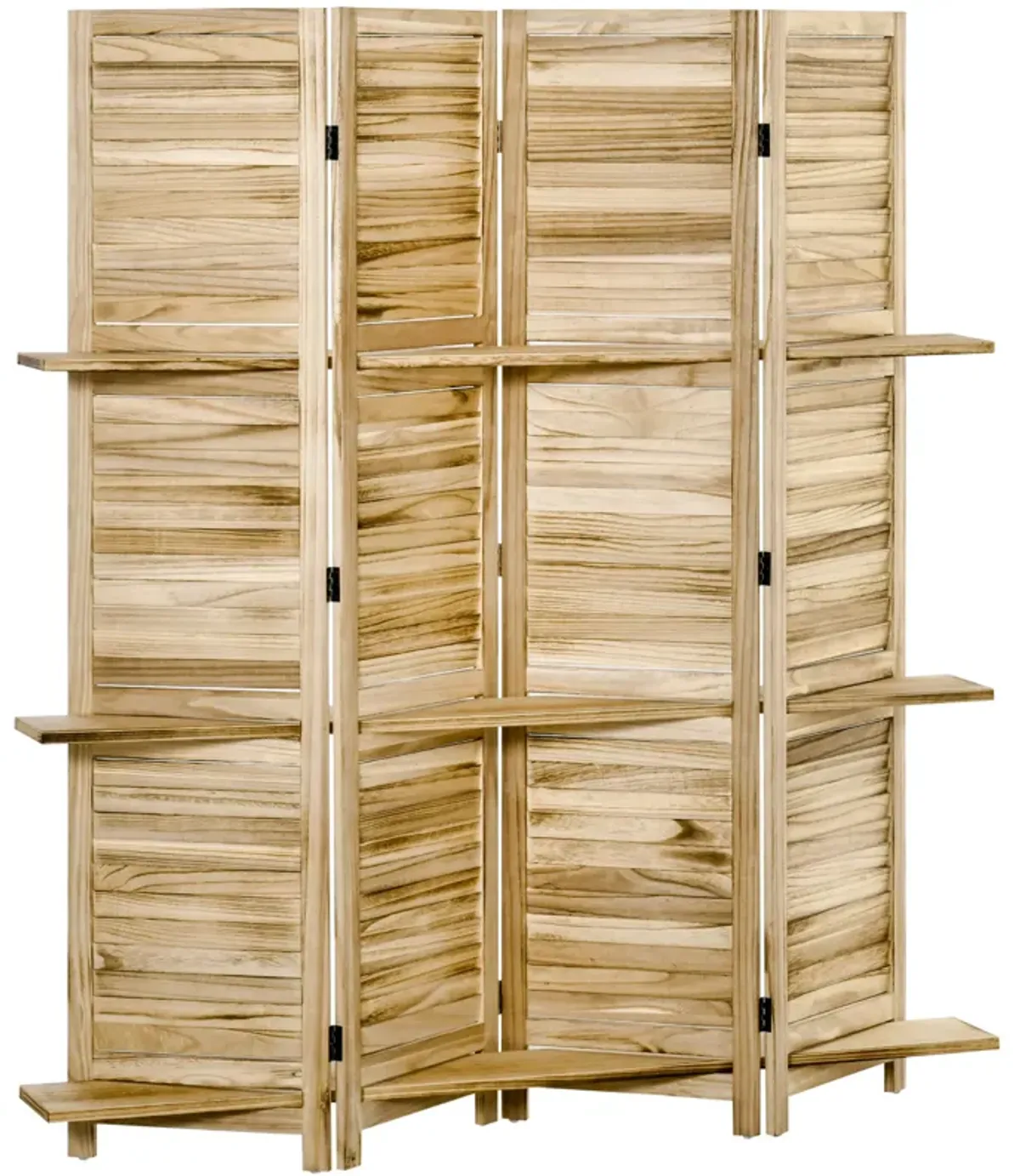 4-Panel Folding Privacy Room Screen Divider for Indoor Bedroom Office, Natural