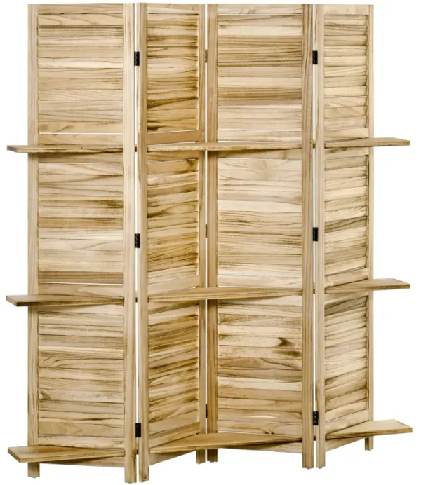 4-Panel Folding Privacy Room Screen Divider for Indoor Bedroom Office, Natural